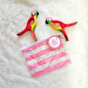 Beach Towel Clips Set of Two Two's Company Parrot